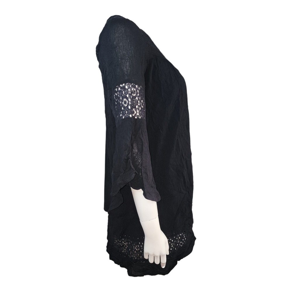 American Rag Tunic NWT Womens XS Black Lace Boho Festival Minimalist Bell Sleeve - Picture 4 of 9